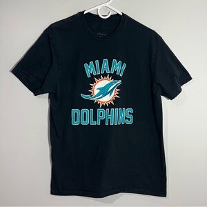 NFL Miami Dolphins Football Black Teal White Short Sleeve T-Shirt Mens Large